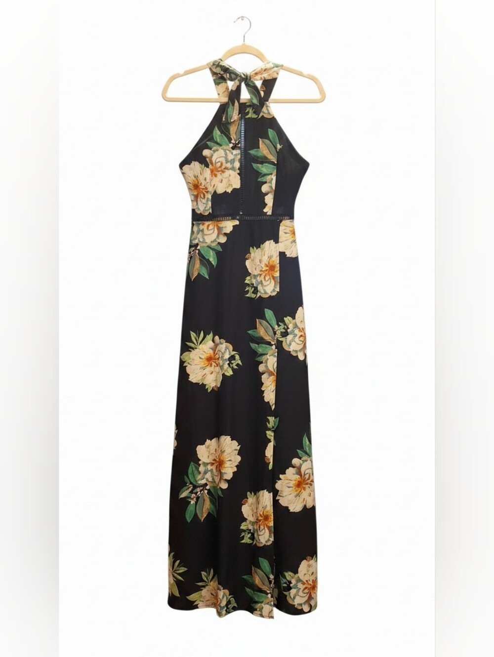 Navy Floral Halter Maxi Dress